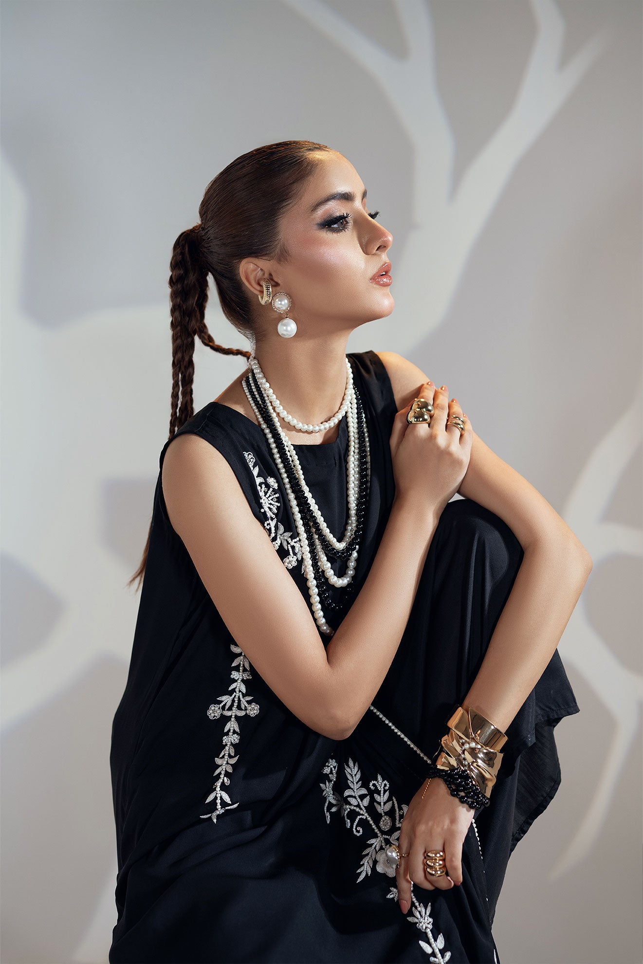 Black Georgette Monochrome Embroidered Ensemble