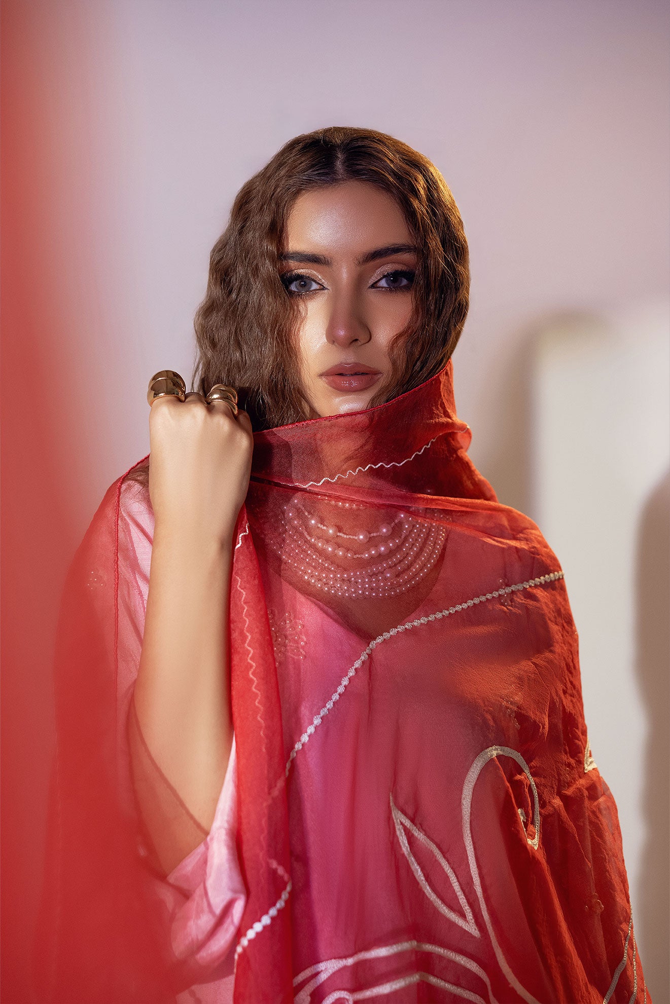 Cotton Silk Embroidered Kameez with Organza Dupatta