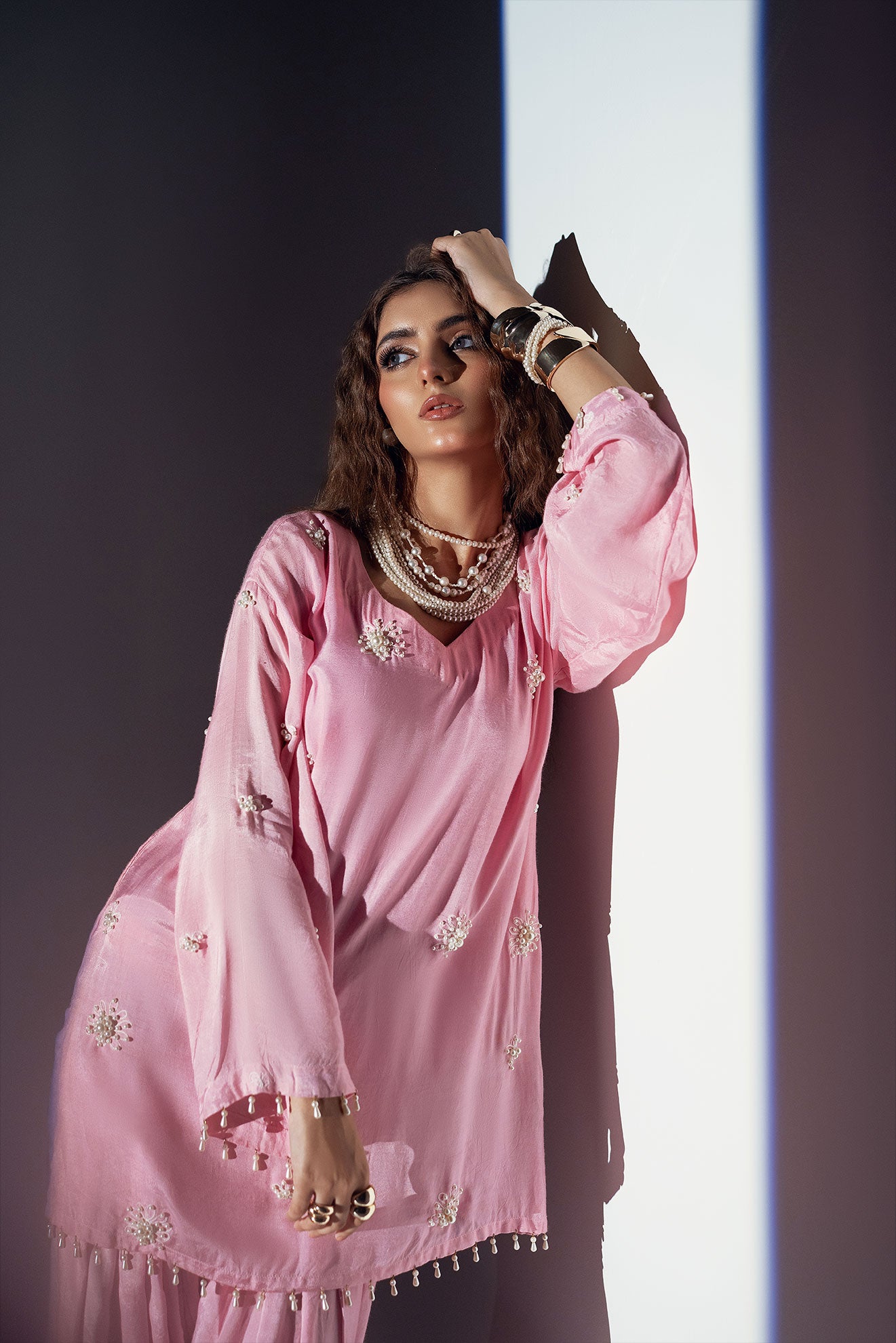 Cotton Silk Embroidered Kameez with Organza Dupatta
